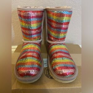 Girls multi color sequin Ugg boots. Size 1